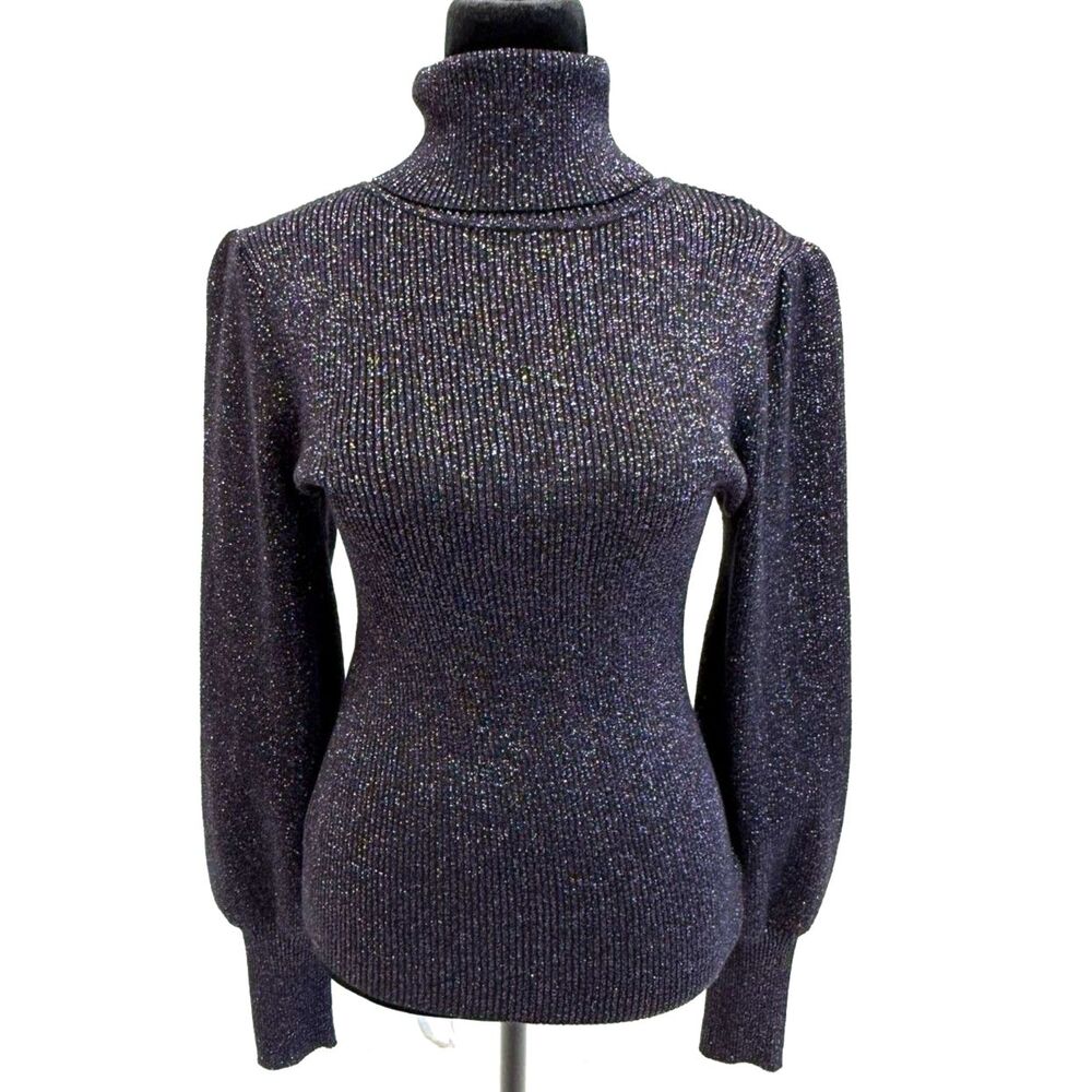 Ann Taylor NWT purple sparkle ribbed turtleneck